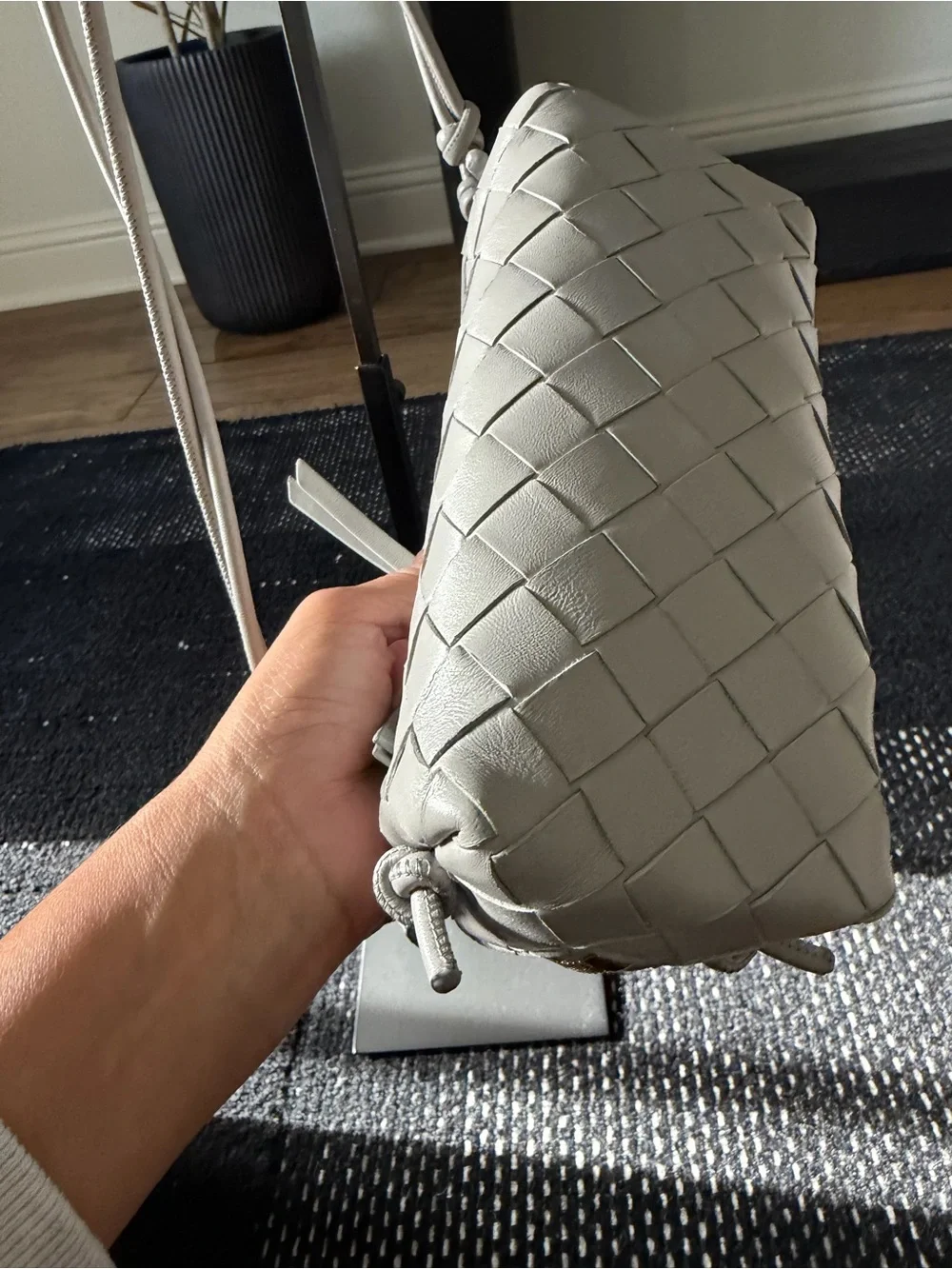 Bottega Veneta Intrecciato Concert Bag in sterling with gold hardware